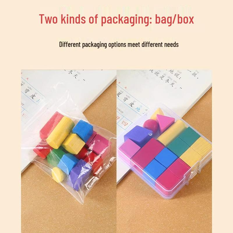 15-Piece 3D Geometric Shape Set: Cube, Cylinder, Cone, Rectangular Prism for Elementary Math Teaching