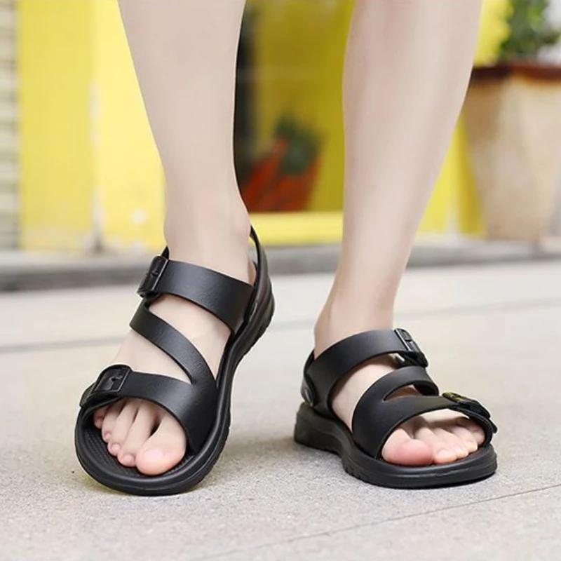 Plateausandalen Mann Echtes Leder Weiche Eva Sabot Schuhe Strand Hohe Qualität Billig Ausverkauf Original Hausschuhe für Männer