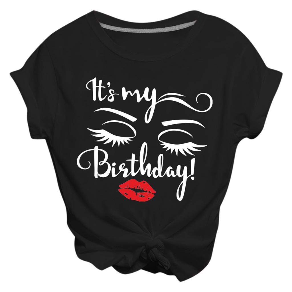 Fashion Women Casual Short Sleeve Letter Printed  Tops Tee T-Shirt Blouse