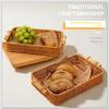 Handwoven Imitation Rattan Serving Tray with Wooden Handles Rustic Basket for Bakery Cafe Hotel Afternoon Tea Home Storage Decor