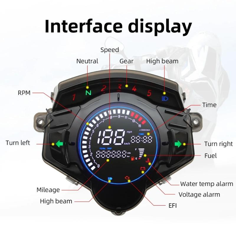 Dashboard Instrument Panel Gauge Meter Clear Large Display Accurate Speed Distance Readings for LC135 V4 V5 Motorcycle