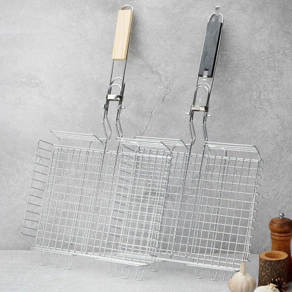 Folding BBQ Rack Portable Barbecue Mesh Mat Easy To Clean Fish Grill Basket  Outdoor