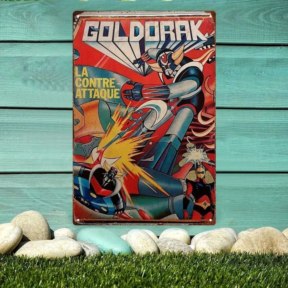 

Retro Metal Aluminum Sign Plaque A Classic Anime Goldorak Tin Painting, Robot Battle Scene Recreation in Vintage Nostalgic Style 26T 26T0104 30x40cm