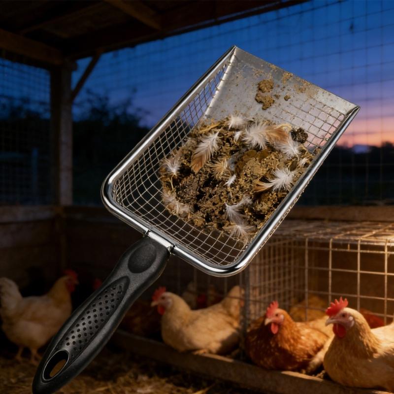 Heavy Duty Stainless Steel Chicken Manures Shovel for Easy Cleaning of Poultry Coops with Ergonomic Handle