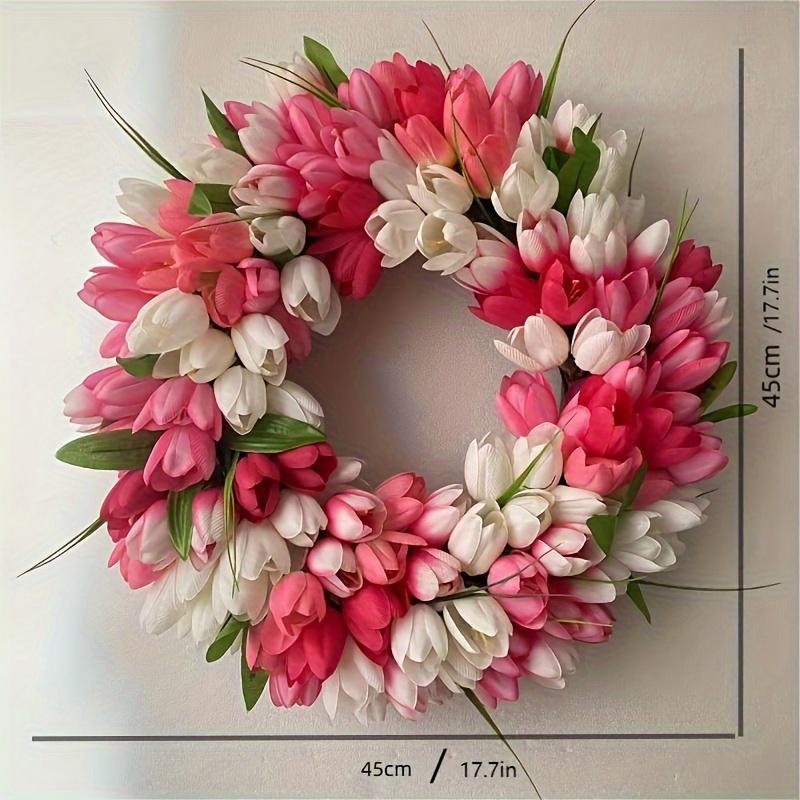 1pc Elegant Tulip Wreath - Lush Artificial Flower Garland for Home, Wedding & Outdoor Celebrations Decor, Festive Home Decor|Lush Tulip Wreath