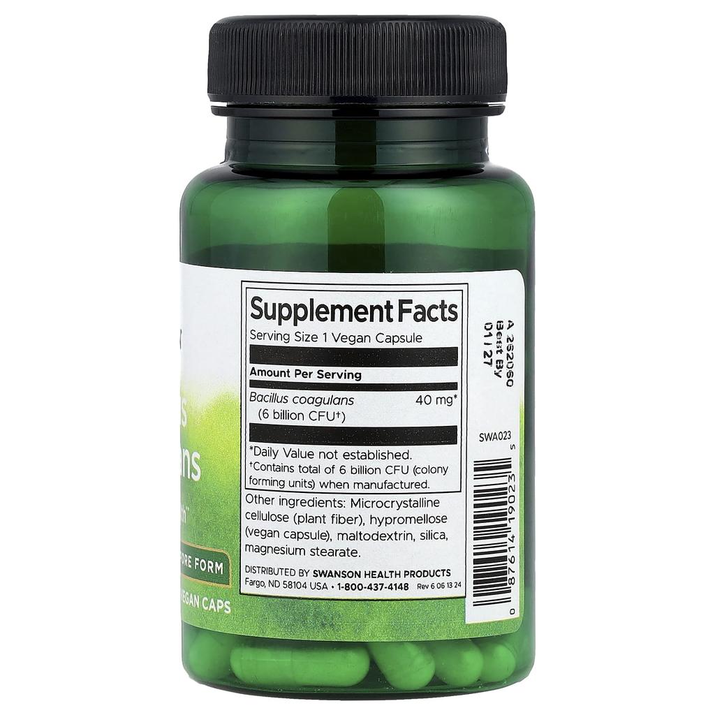 Bacillus Coagulans, 6 Miliardów CFU, 60 Kapsułek Wegetariańskich