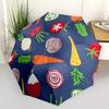 1pc Vegetables Pattern Auto Open/Close Umbrella with One-Touch Button, Compact Folding Canopy, Sturdy 8-Rib Windproof Design 005