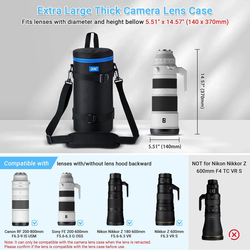 JJC Extra Large Camera Lens Case Bag for Canon RF or 200-800mm (5.5x14.6mm smaller)