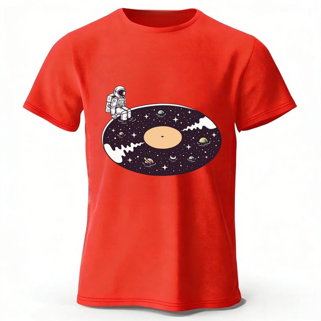 Summer New Universe Vinyl Record Music Pure Cotton Tshirt for Menwomen Fashion Casual Plus Size Loose Short Sleeved Soft Top