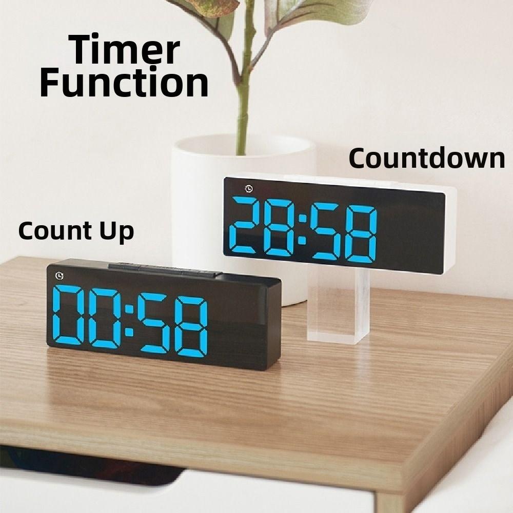 12/24H Format LED Electronic Clock Date Week 3 Levels Brightness Alarm Clock Countdown Function 2 Alarms