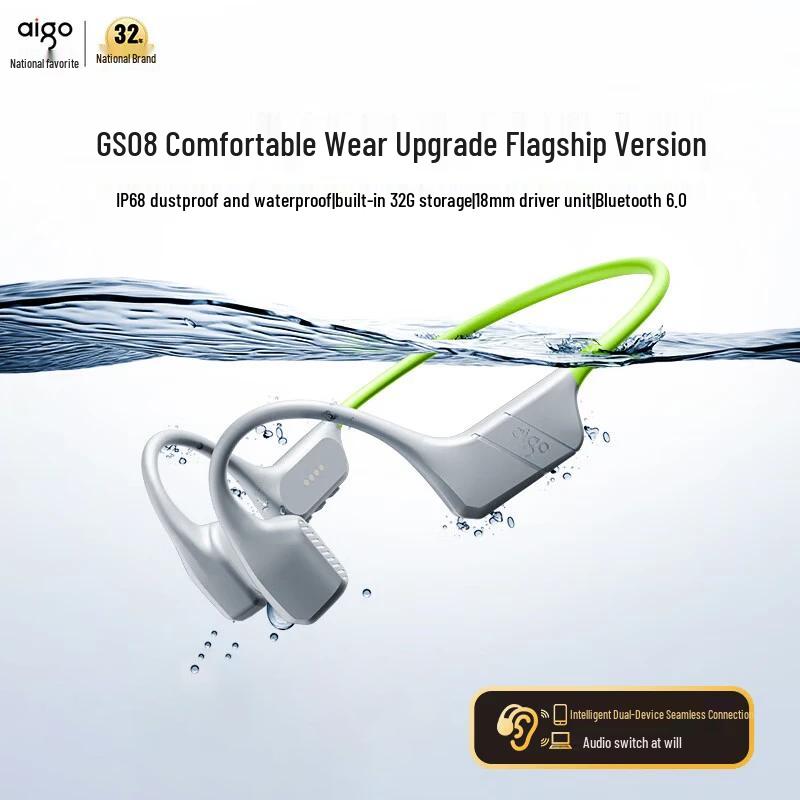 aigo GS08 Bone Conduction Bluetooth Swimming Headphones