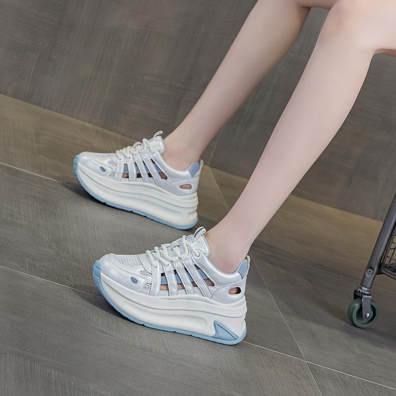 Roman hollow sandals women's year new breathable thick sole inner heightening dad shoes casual fashion sports women's shoes