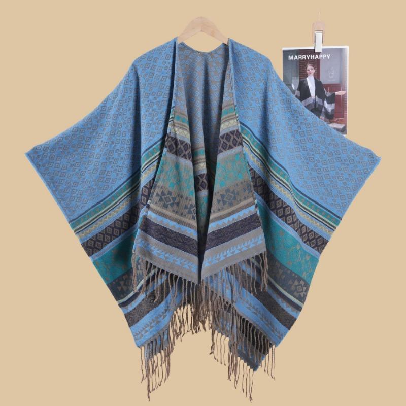 Small Rhombus Lady Retro Travel Shooting Cape Shawl Atmosphere Scarf Hot Sale