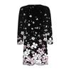 Women's Fashion Loose Casual Pocket Printed Cardigan Seven Sleeve Jacket Top