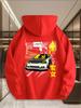 Racing Enthusiast Print Men's Casual Sports Hoodie for Autumn and Winter, Suitable for Everyday Workout Wear.