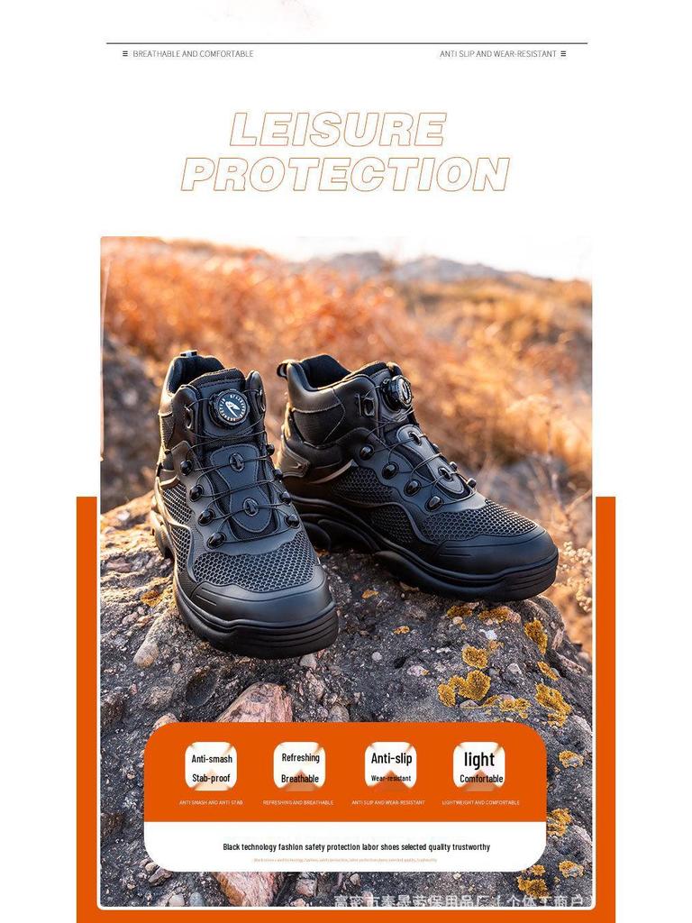 High-Top Steel Toe Safety Boots: Anti-Smash, Anti-Puncture, Ankle Support, Comfortable for Long Standing.