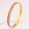  hot-selling light luxury Gypsy pink diamond titanium steel  women do not fade simple design row diamond arm ring