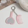 Mini Fine Tooth Comb Grooming Keyring Acetate Material Heart Mirror Comb  Bag Pendant Use
