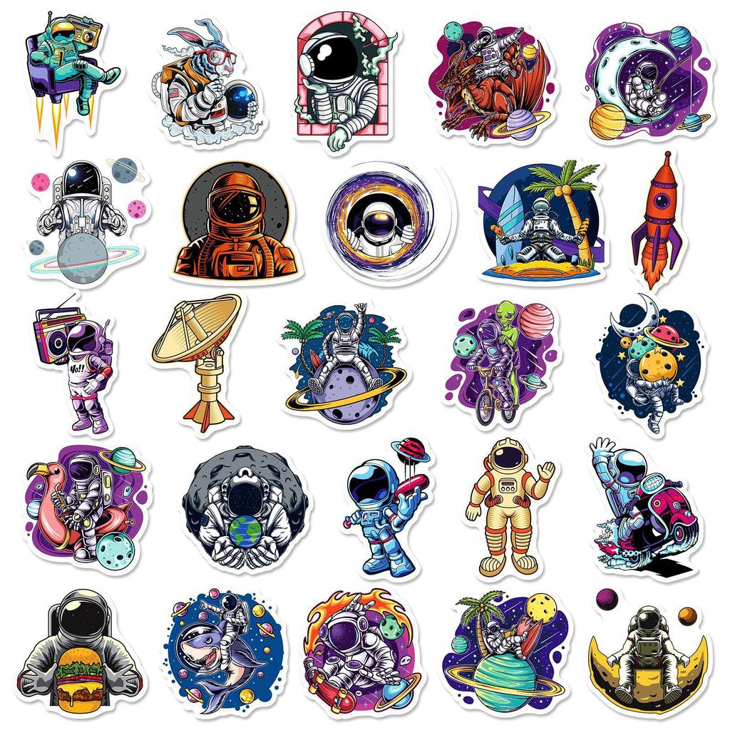 50 Astronaut Series Astronaut Stickers Luggage Water Cup Computer Stickers Cartoon Stickers