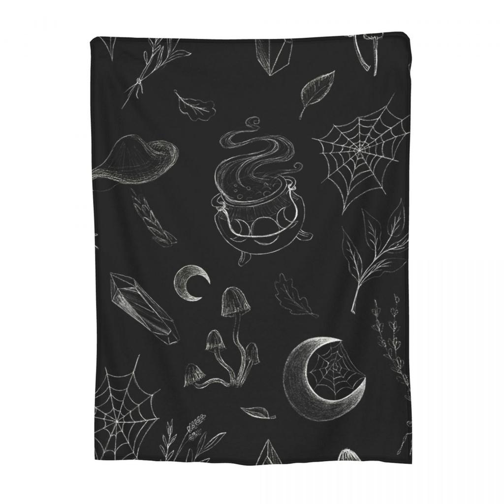 Herb Witch Black And White Nikury Blanket Soft Warm Flannel Throw Blanket Bedding for Bed Living room Picnic Travel Home Couch