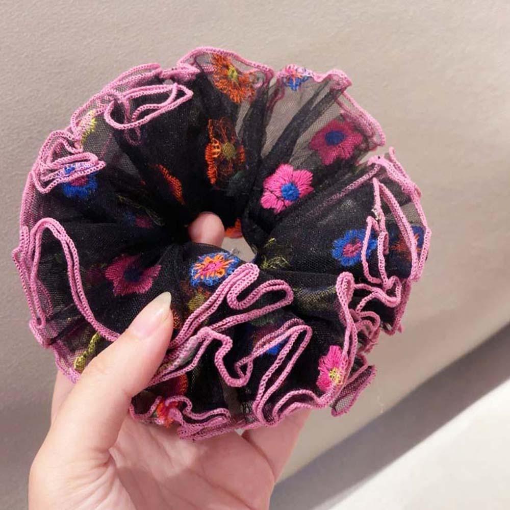 Large Intestine Circle Floral Hair Rope Korean Style Bun Rubber Bands Flower Lace Hair Ring  Daily