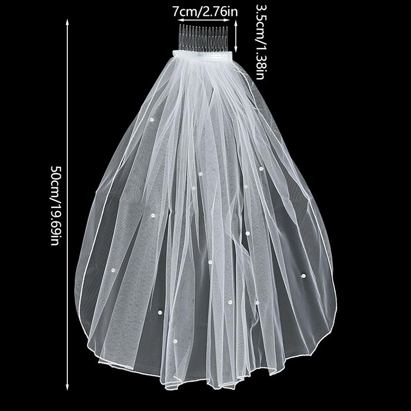 Bride White Tulle Veil With Comb Pearls Wedding Accessories Bachelorette Hen Party Decoration Bridal Shower Photo Props Gifts
