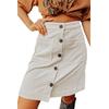 Solid Color Buckle Belt Pocket Waist Skirt Solid Buckle Sheath Skirt