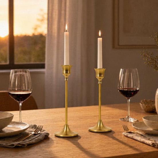 DYS Vintage Candle Holder, Metal Pillar Holder for Standard Pillars or Tealights, Romantic Tall Candlestick Dining Room Wedding Party Table