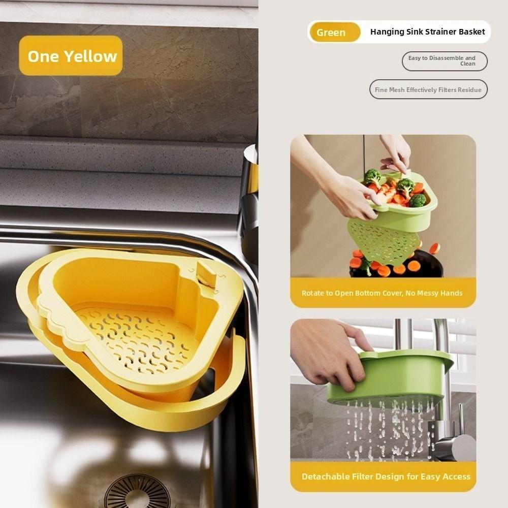 Creative Sink Strainer Basket Triangle Automatic Dumping Filter Basket  Bathroom