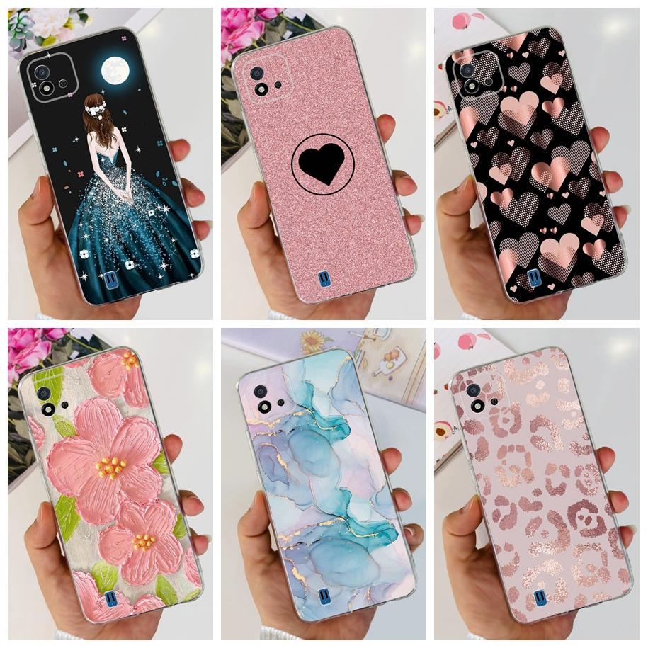 For Cover Realme C11 2021 Case Fashion Marble Love Heart Silicone Soft TPU Phone Back Cover For Realme C11 RMX2185 C20 C20A Capa