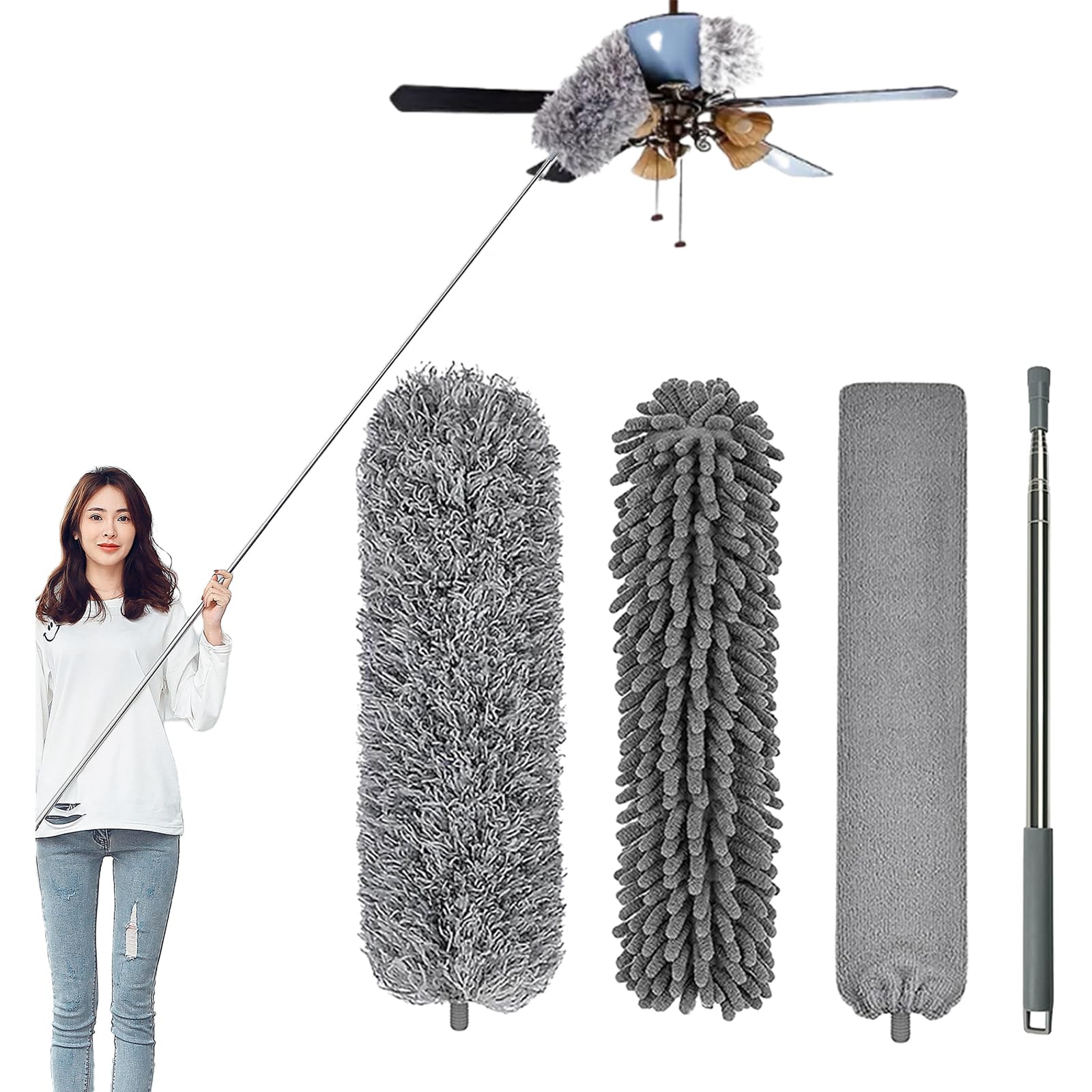 

Kumomi Щетка для удаления пыли ручная для высоких мест Выдвигается до 280 см Ручная для удаления пыли Чистка высоких мест Сменные насадки Удобная Выдвижная Чистка