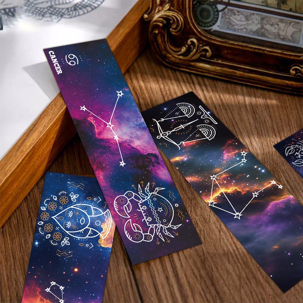 30PCS Constellation Bookmark Scrapbooking Book Reading PVC Waterproof Card Phone Stationery Supplies Creative Page DIY Bookmarks