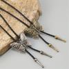 Vintage Adjustable Leather Cord Bolo Tie With Alloy Butterfly Pendant Jewelry Necklace For Western Fashion Enthusiasts