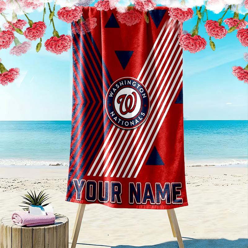 Name Custom Washington Nationals Print Beach Towel, Large Soft Quick Dry Towel for Beach Camping Swimming