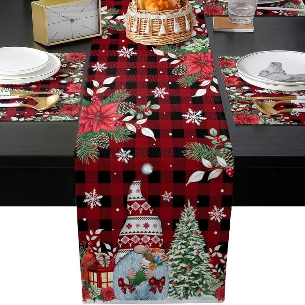 Santa Claus Christmas Table Flag Snowflake Xmas Tablecloth Christmas Table Runner Living Room