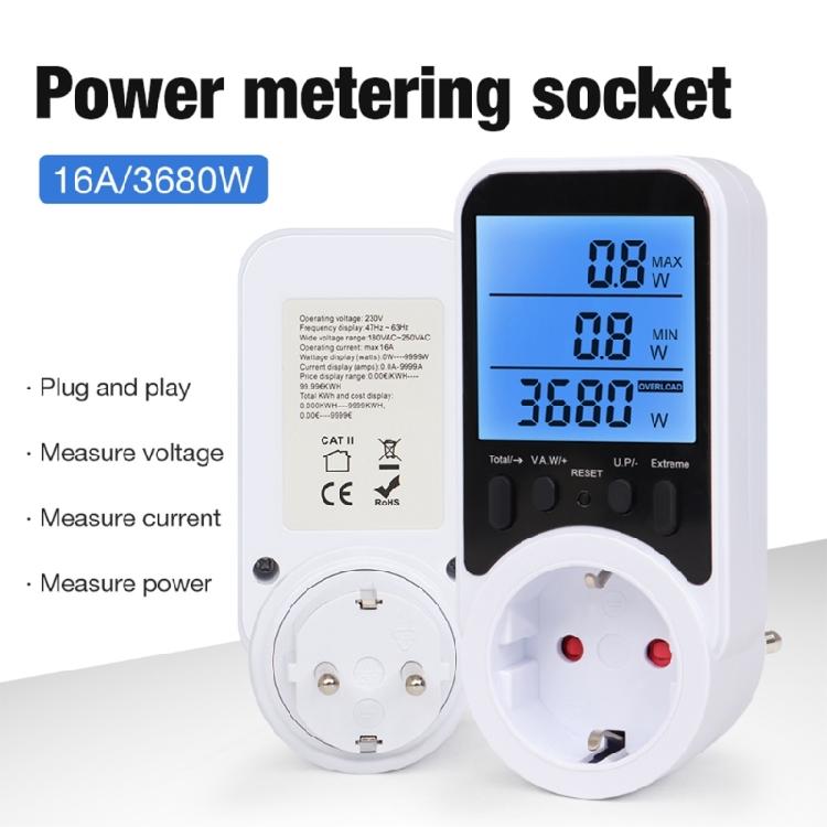 Professional Grade Power Monitoring Socket Electricity Current Detection Energy Cost Overloading Protective 3680W