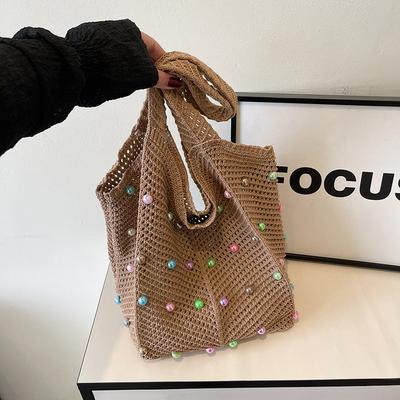 Gestrickte hohle Farbe Mode farbige Bohnen frisch lässige Schultertasche Damentasche 2025 neuer Modetrend Achsel