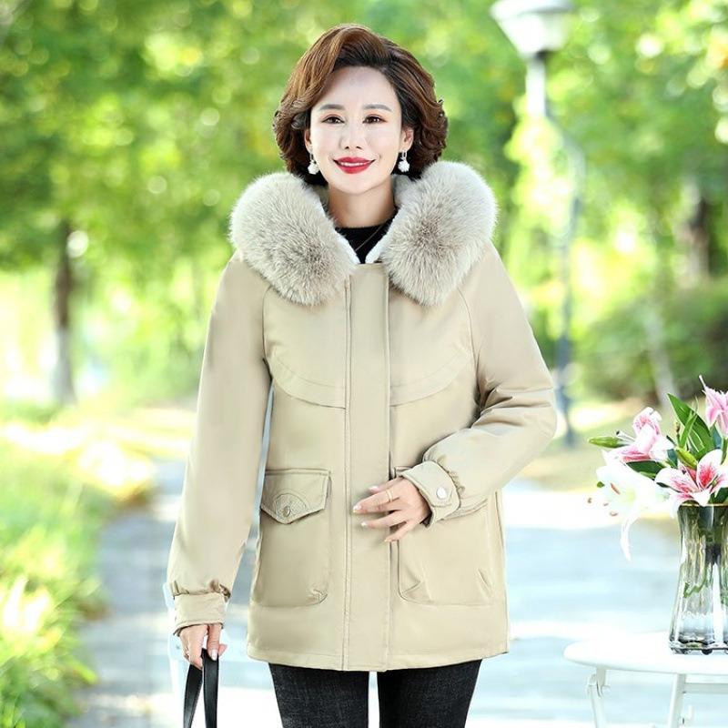 

Женский новый пирог преодолевает ветрозащитный пояс тепло повседневный женский топ средней длины хлопковая куртка однотонная утолщенная 5XL [recommended 150-80kg] хаки