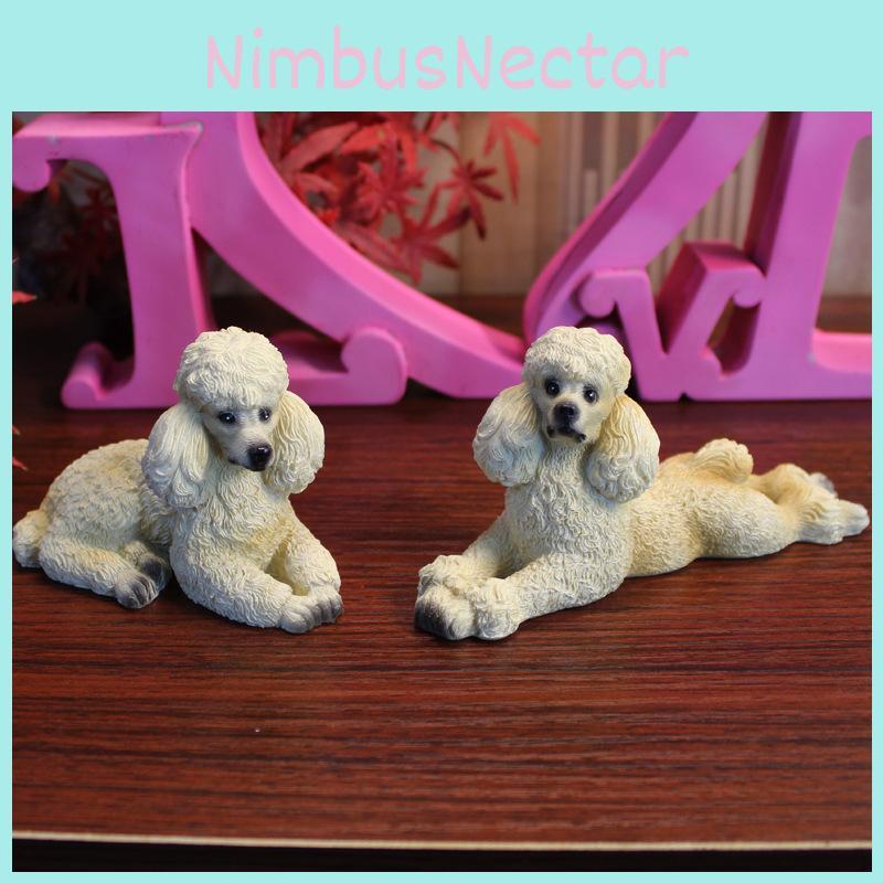Poodle Simulated Resin Model Tabletop Figurine Micro Landscape Garden Decoration
