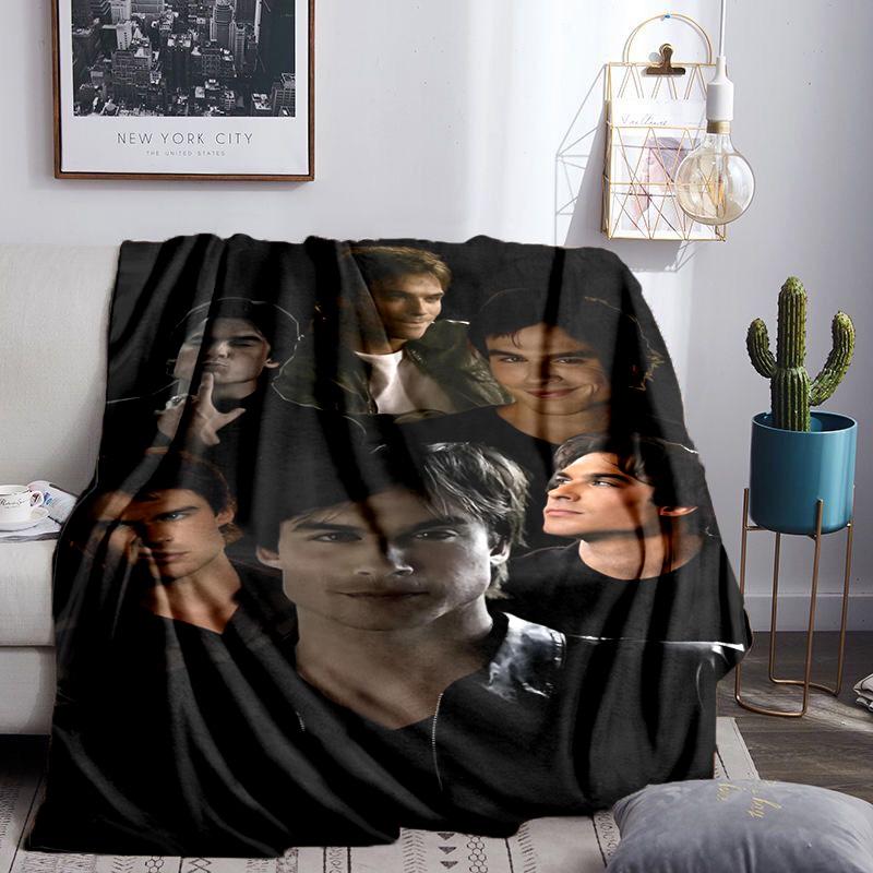 Two Men In Suits Damon Throws Blanket Flannel Blankets Plush for Couch Bed Gifts for Men Women Travel Picnic Blanket Christmas Fan Gifts
