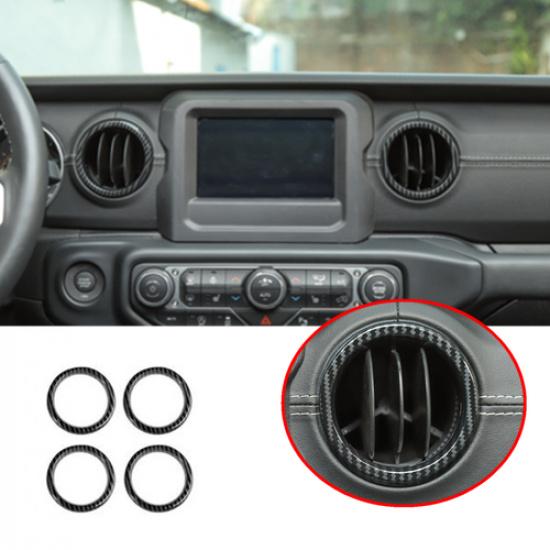 Carbon Fiber 4X Front Air Outlet Vent Cover Trim For Jeep Wrangler JL 2018-2022