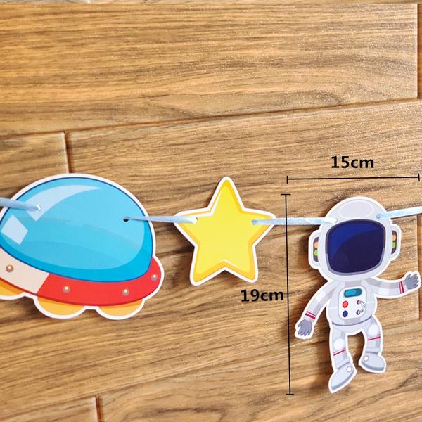 Cartoon Universe Space Astronaut Theme Party Festive Decor Paper Plates Cups Banner Tablecloth Straws