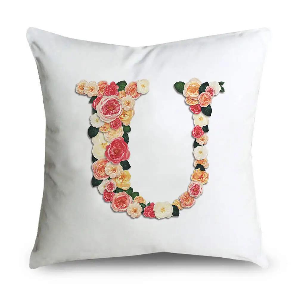 Pillow Home Decor Chair Pillowcase Wedding Decoration Cushion Cover Pink Flower Letter Sofa Car