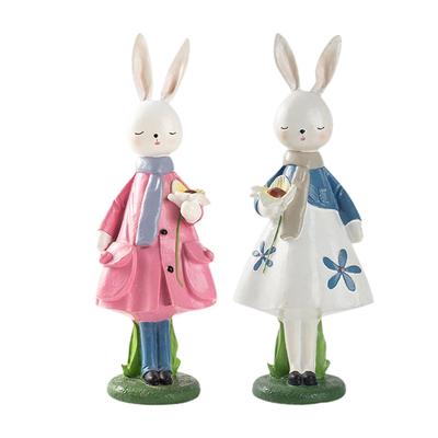 Easter Decor Cute Party Decor Desktop Ornament Collectible Easter Bunny Statue for Living Room Indoor Office Farmhouse Festival