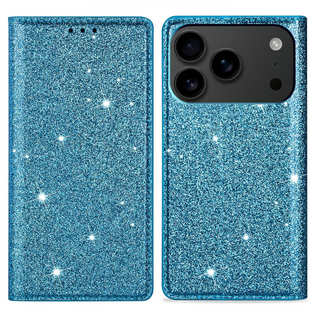 For iPhone 17 Pro Max Case Glittery PU Leather+TPU Card Slot Phone Cover