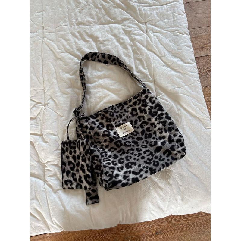 New simple leopard print bag, women's versatile commuting large-capacity satchel, student class child and mother tote bag