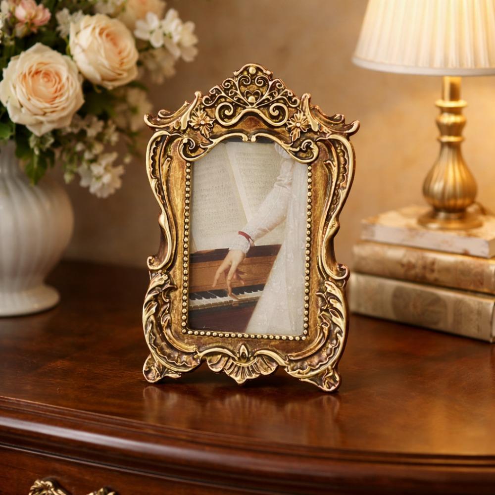 Carved Flower Design French Baroque Photo Frame Rectangular Oil Picture Frame Bedroom