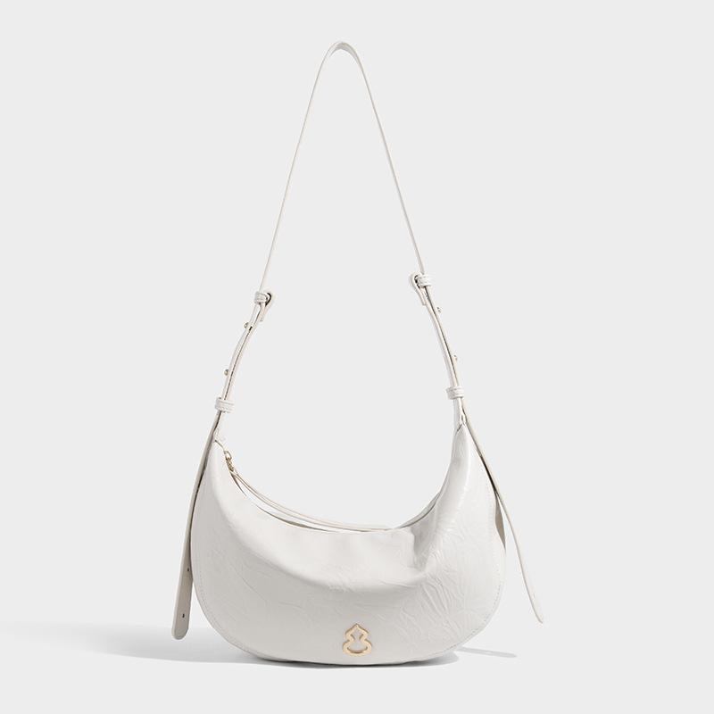 

Wan Yue Bag Fashion Versatile Crescent Bag for Women 2025 Summer New Large Capacity Underarm Bag Trendy Single Compartment Crossbody Bag белый
