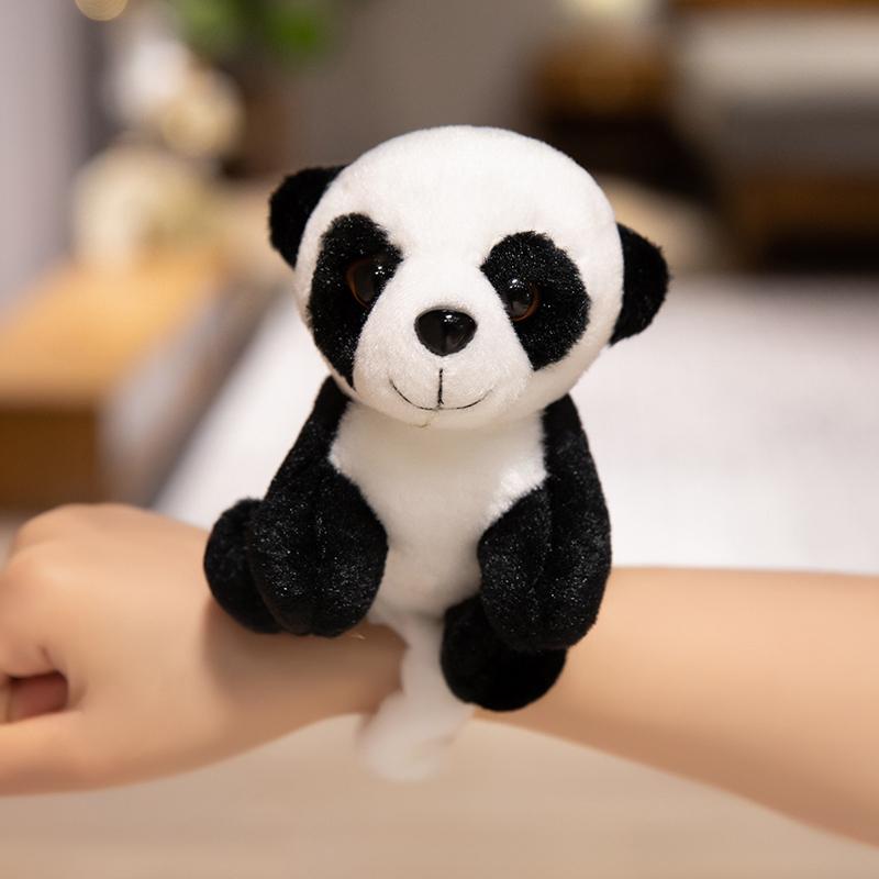 Stofftier Panda Giraffe Leopard Tiger Elefant Klatscharmband für Kinder Handring Armband Weiches Plüsch-Handgelenk Kreatives Spielzeug Geschenk