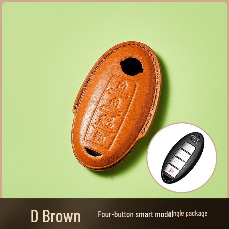 Skórzany Etui na Klucze ze Skóry Wyprawianej Roślinnie dla Nowego Kluczyka Samochodowego Sylphy Murano, Ręcznie Robiony Wzór Klamry dla Mężczyzn